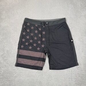 Hurley Phantom Mens 33 Board Shorts Dark Grey Stars Stripes Americana CJ5256